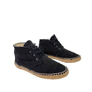 CHANEL Womens Black Canvas High Top Lace Up Espadrille Sneakers Sz EU 37 US 6.5
